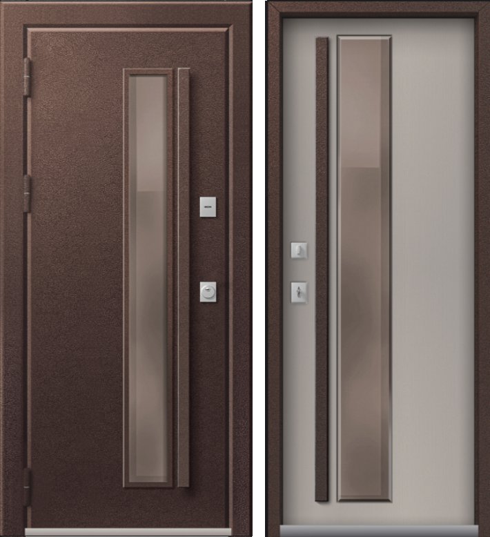 Дверь Термо Premium 4 Шоколад Муар - Кашемир Грей мех.защелка DIS007387